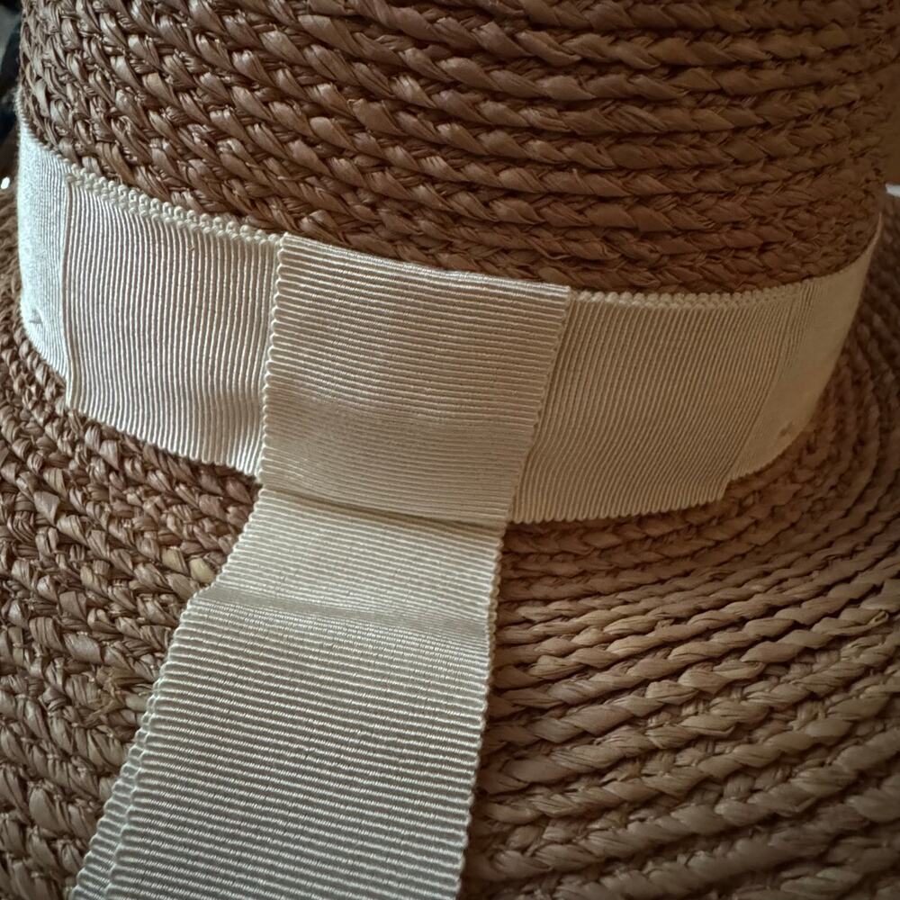 Helen Kaminski Cori Wide Brim Hat Nougat/Cream Raffia Sun Summer - Picture 12 of 16